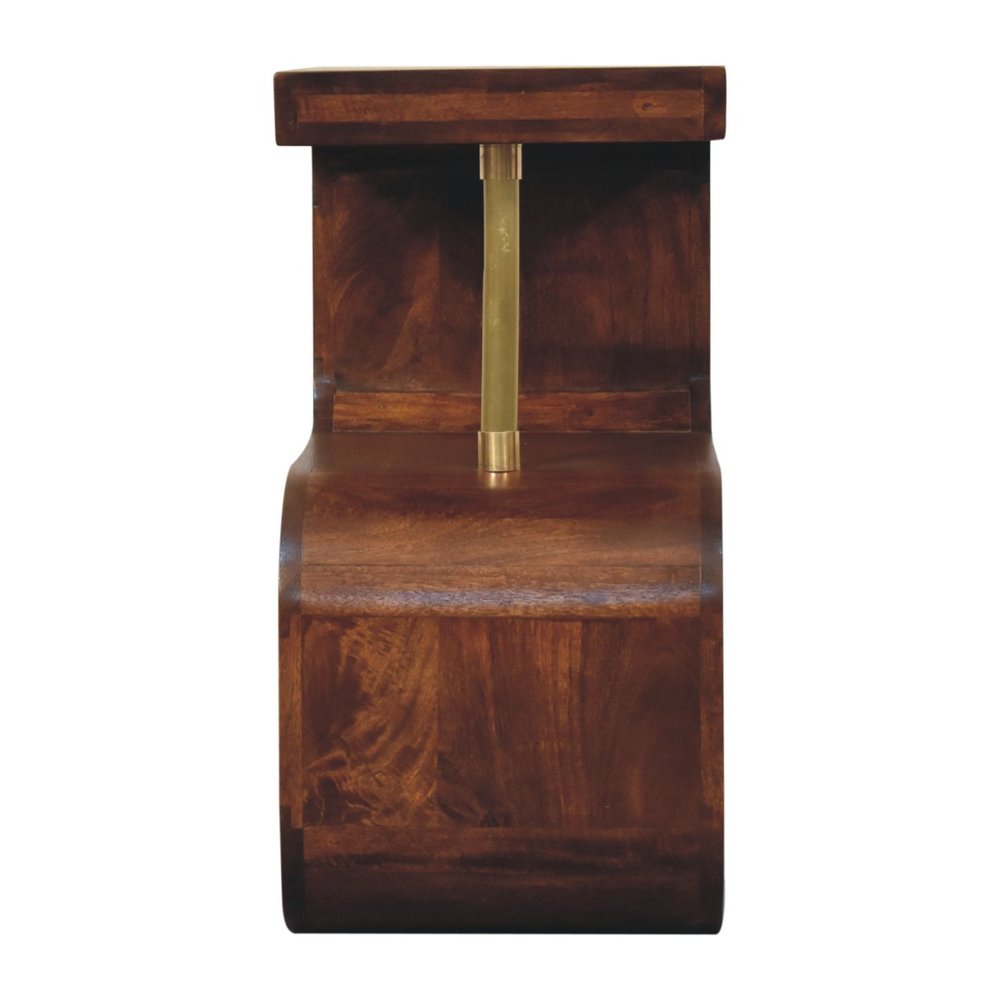 Chestnut and Gold Solid Wood Curved Nightstand - 24-inch