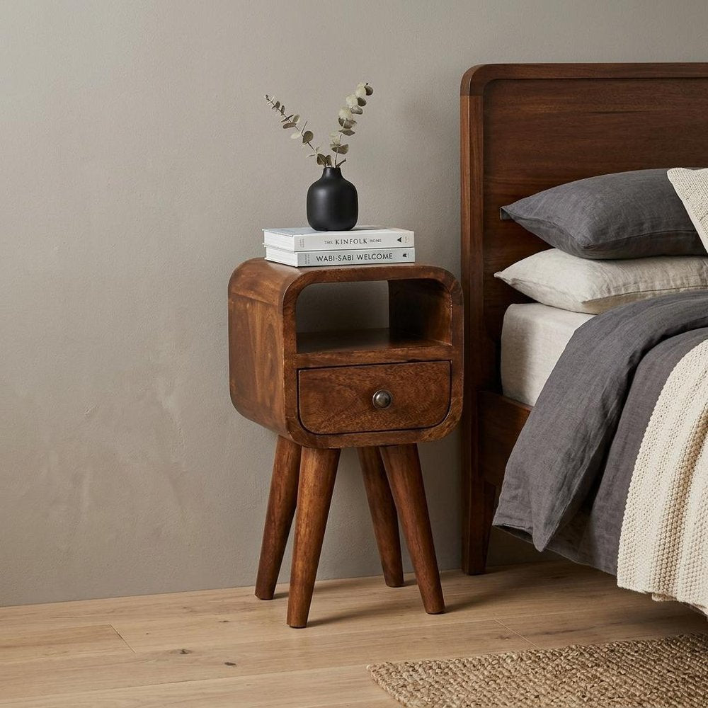 Chestnut Solid Wood Square One Drawer Nightstand - 16-inch