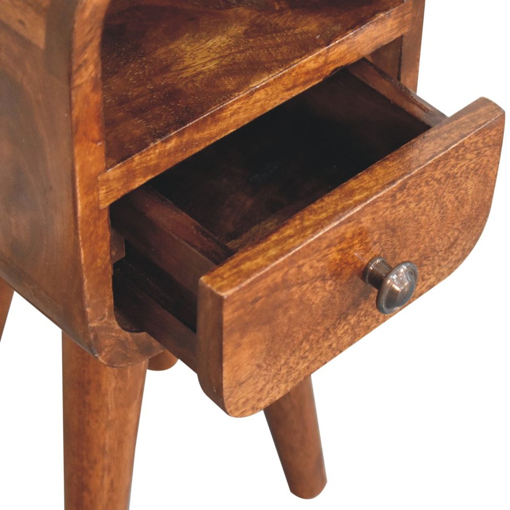Chestnut Solid Wood Square One Drawer Nightstand - 16-inch