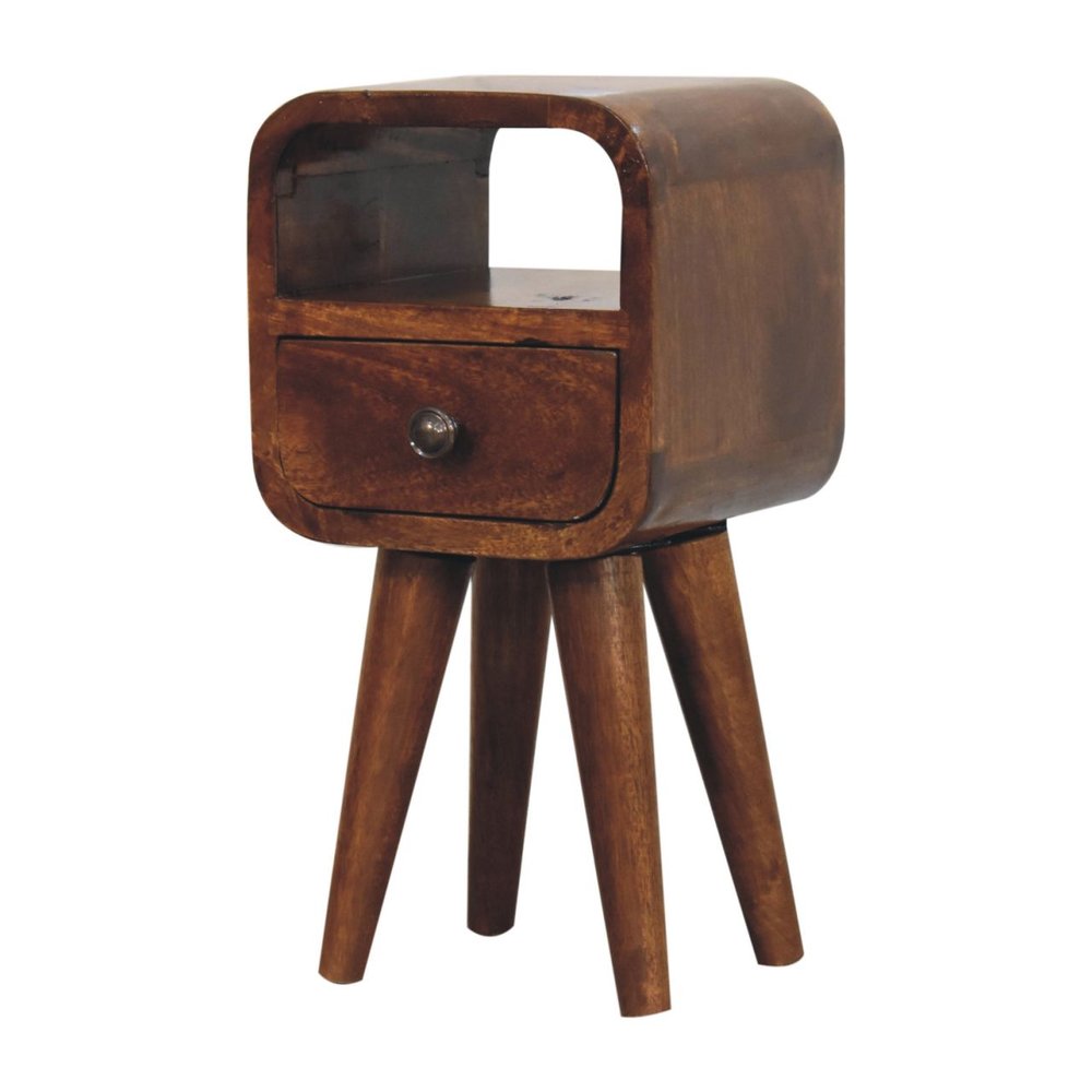 Chestnut Solid Wood Square One Drawer Nightstand - 16-inch