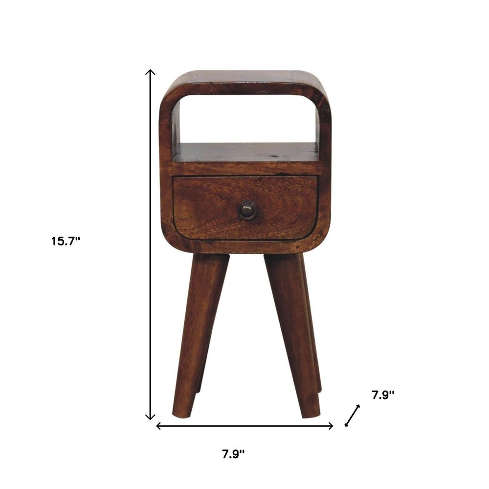 Chestnut Solid Wood Square One Drawer Nightstand - 16-inch