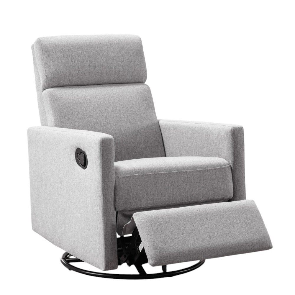 Gray Tufted Linen Gliding Swivel Manual Rocker Recliner - 26-inch