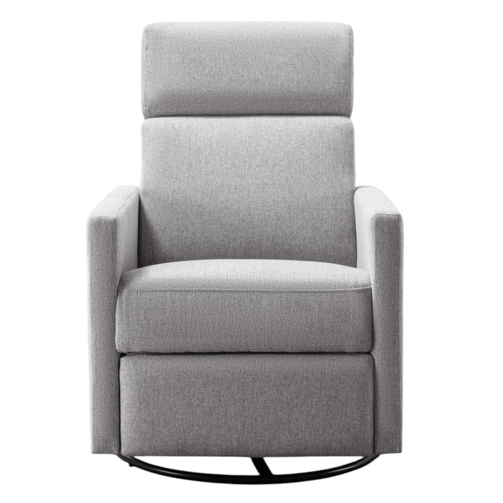 Gray Tufted Linen Gliding Swivel Manual Rocker Recliner - 26-inch