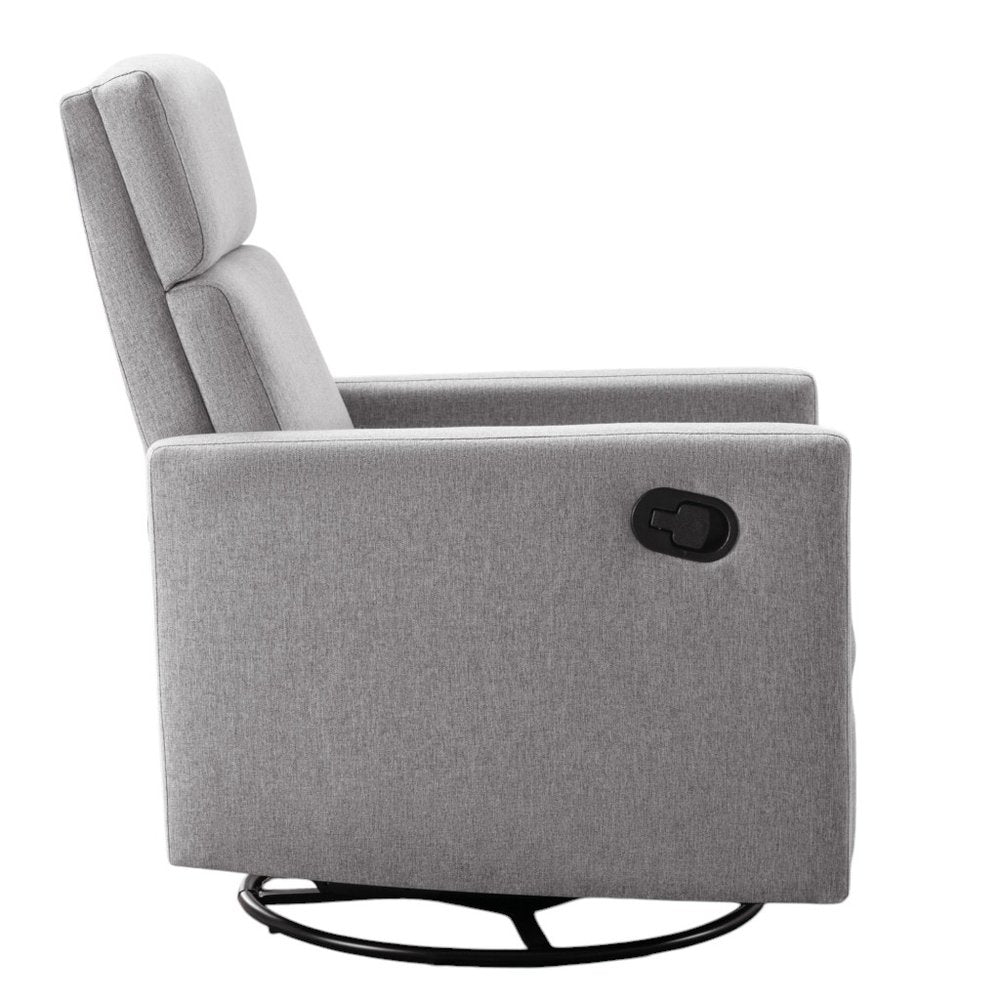 Gray Tufted Linen Gliding Swivel Manual Rocker Recliner - 26-inch