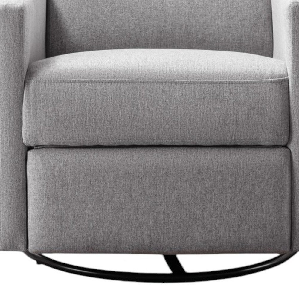 Gray Tufted Linen Gliding Swivel Manual Rocker Recliner - 26-inch