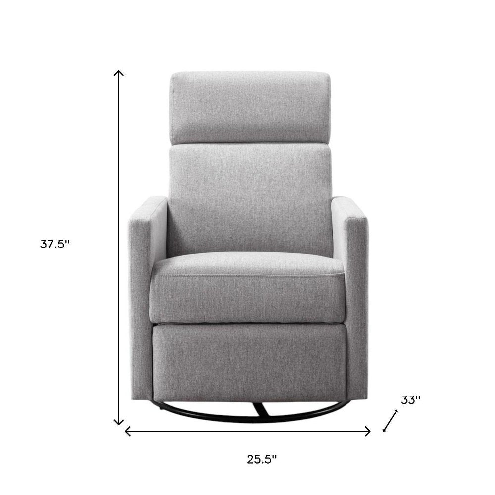 Gray Tufted Linen Gliding Swivel Manual Rocker Recliner - 26-inch