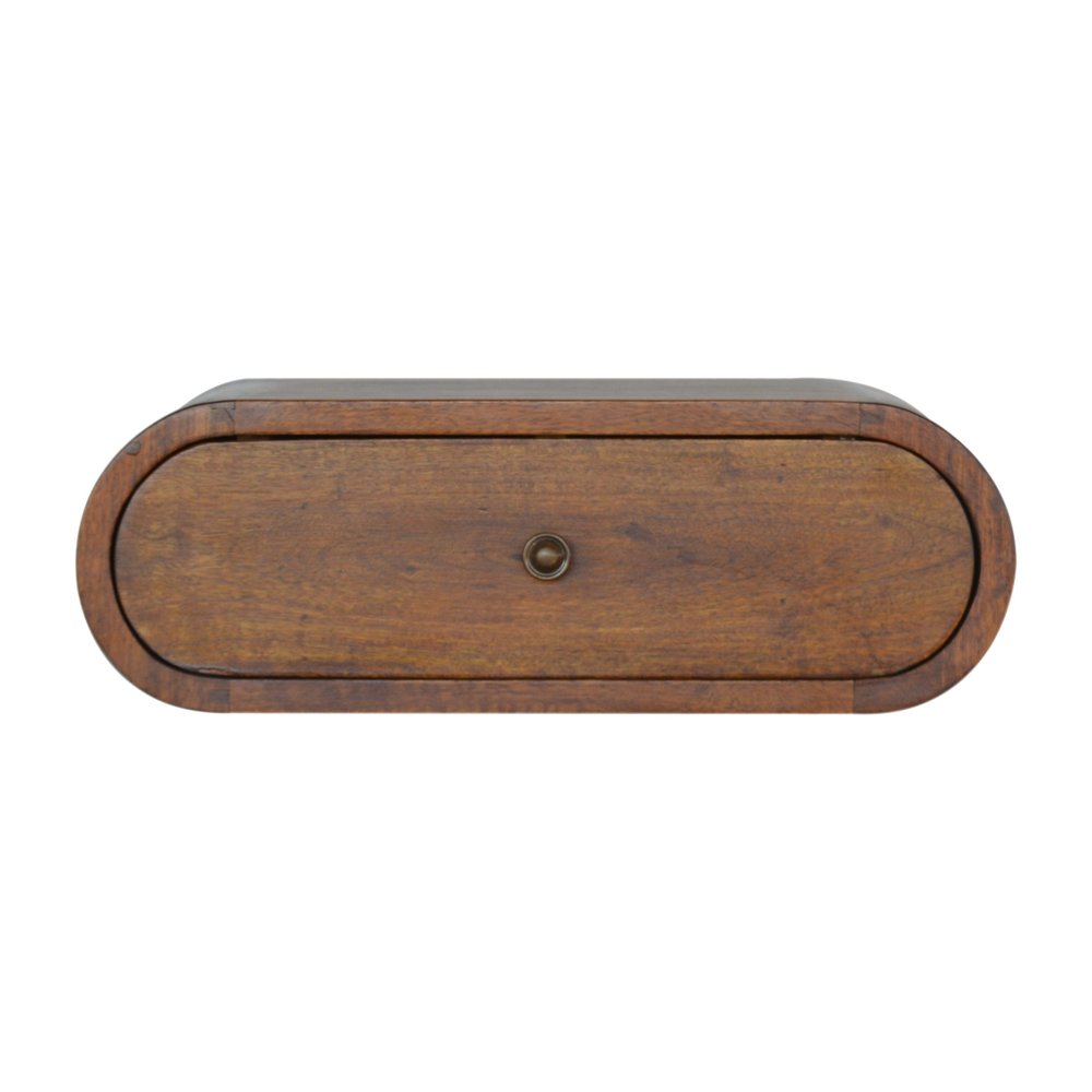 Chestnut Solid Wood Oval One Drawer Floating Nightstand - 18-inch