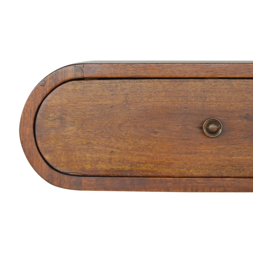 Chestnut Solid Wood Oval One Drawer Floating Nightstand - 18-inch