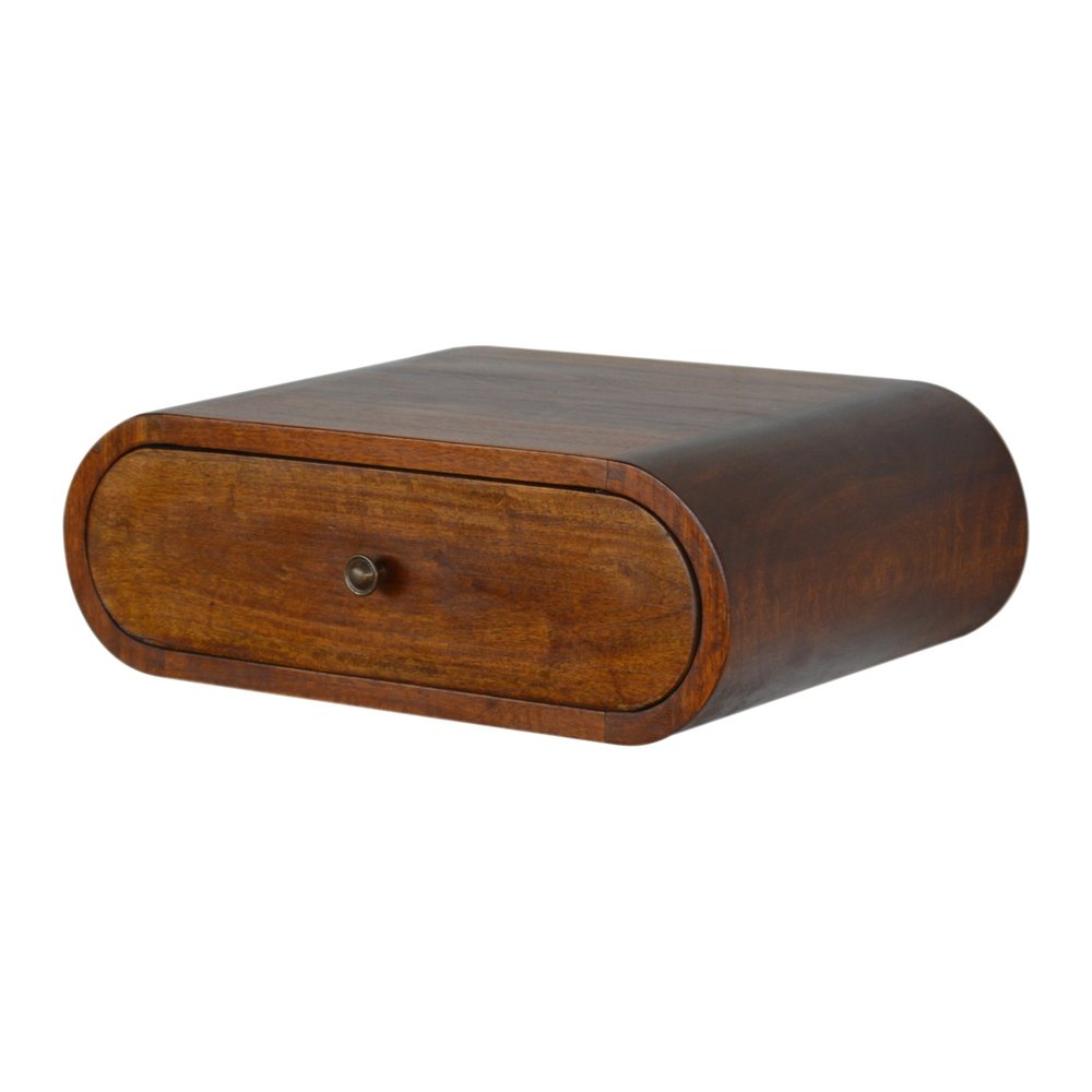 Chestnut Solid Wood Oval One Drawer Floating Nightstand - 18-inch