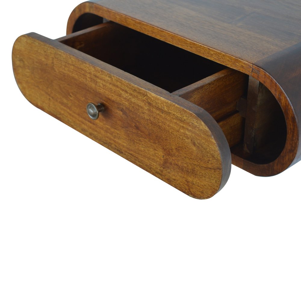 Chestnut Solid Wood Oval One Drawer Floating Nightstand - 18-inch