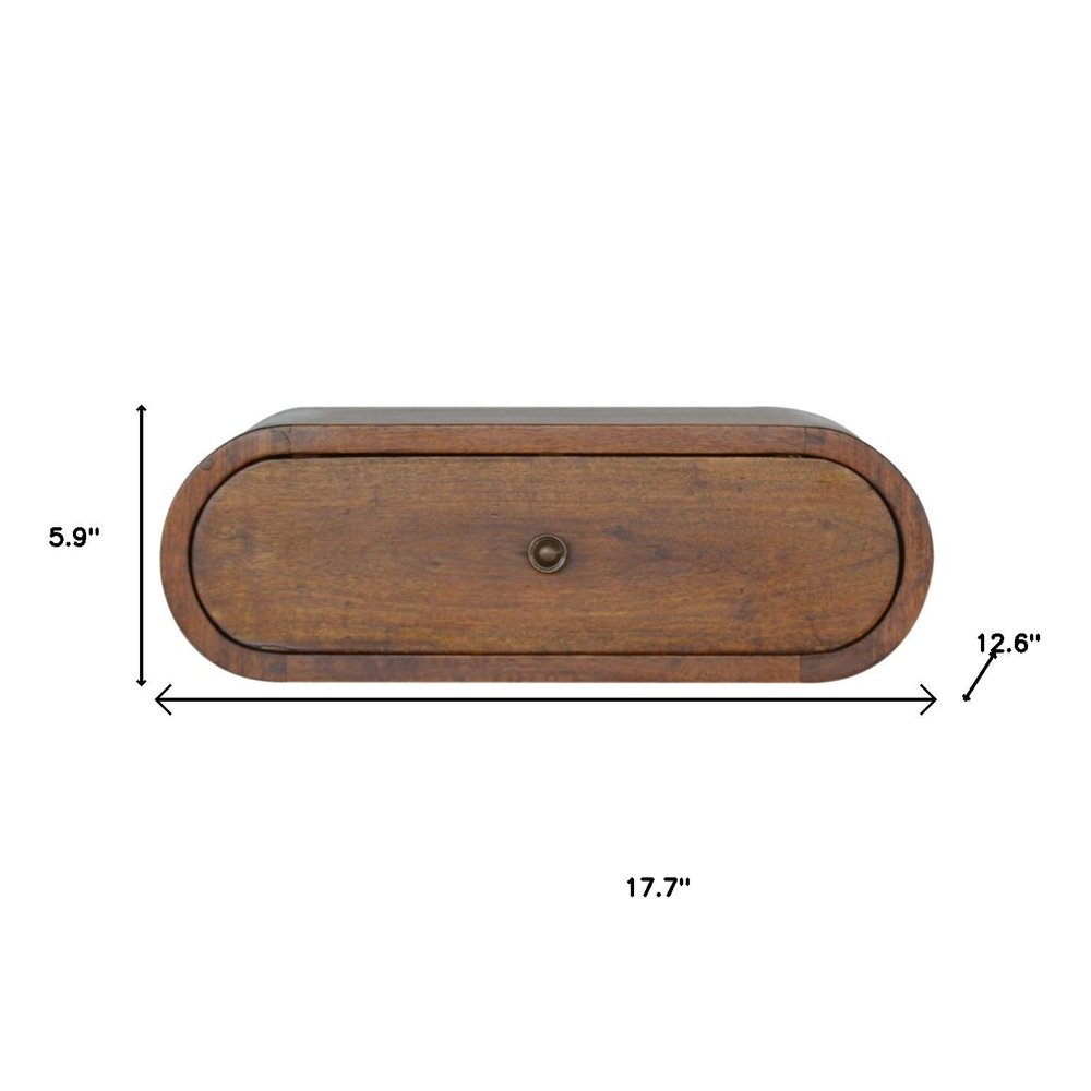 Chestnut Solid Wood Oval One Drawer Floating Nightstand - 18-inch