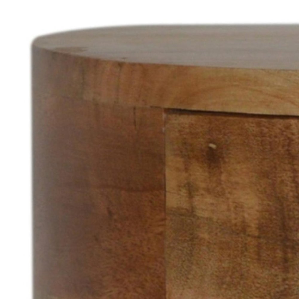 Brown Solid Wood Round One Drawer Floating Nightstand - 16-inch