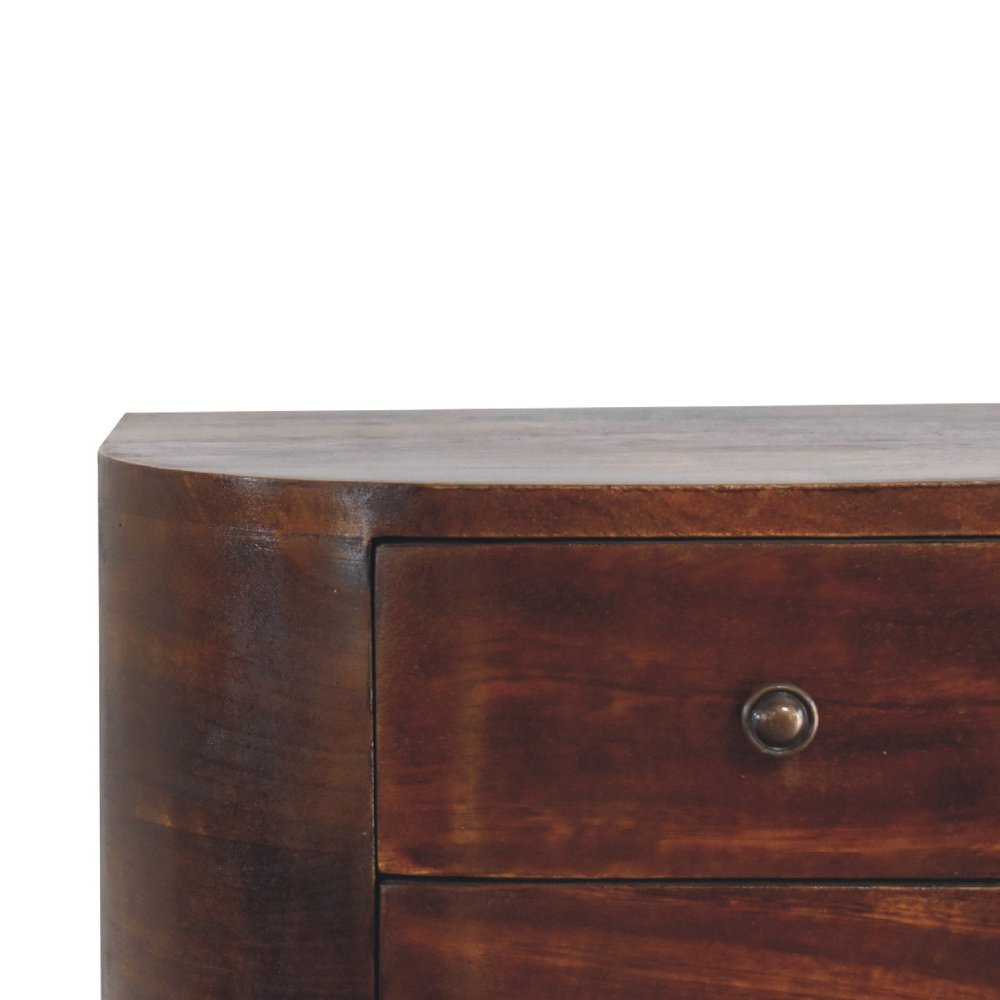 Brown Solid Wood Round Two Drawer Floating Nightstand - 18-inch