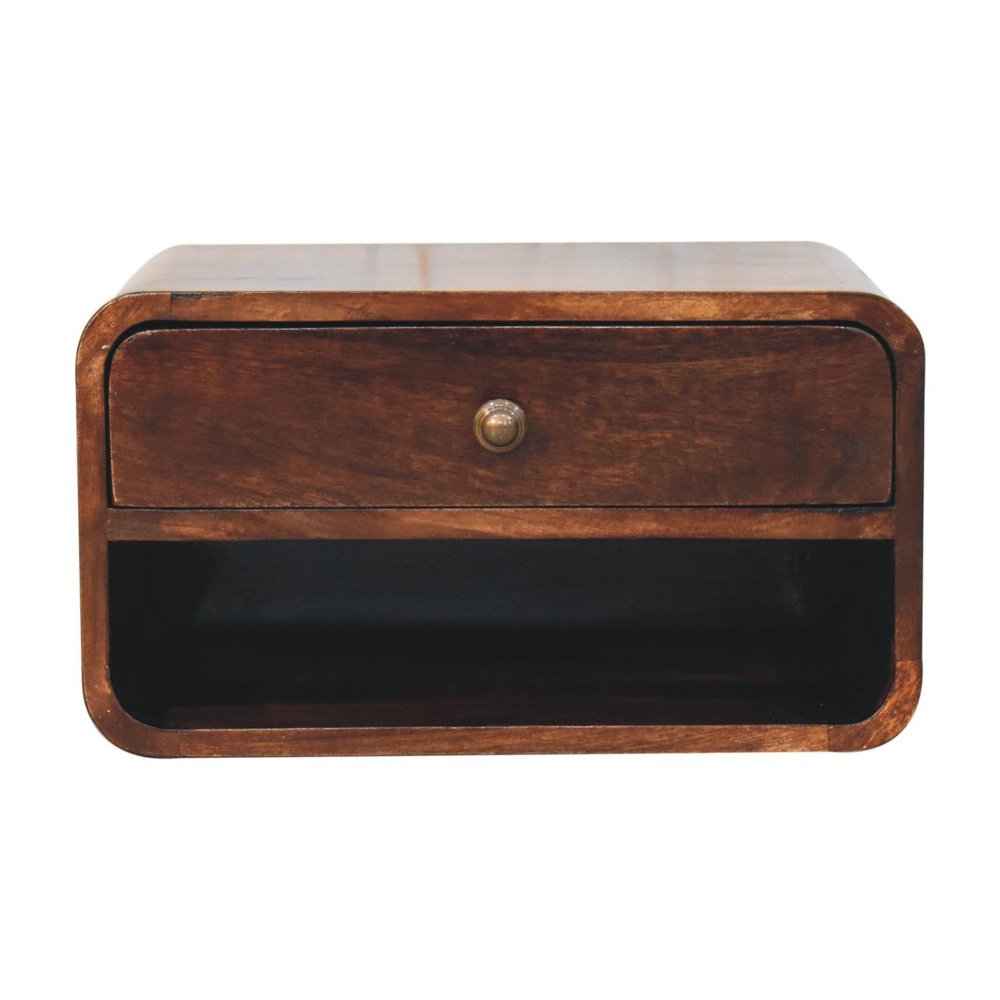 Brown Solid Wood One Drawer Floating Nightstand - 18-inch