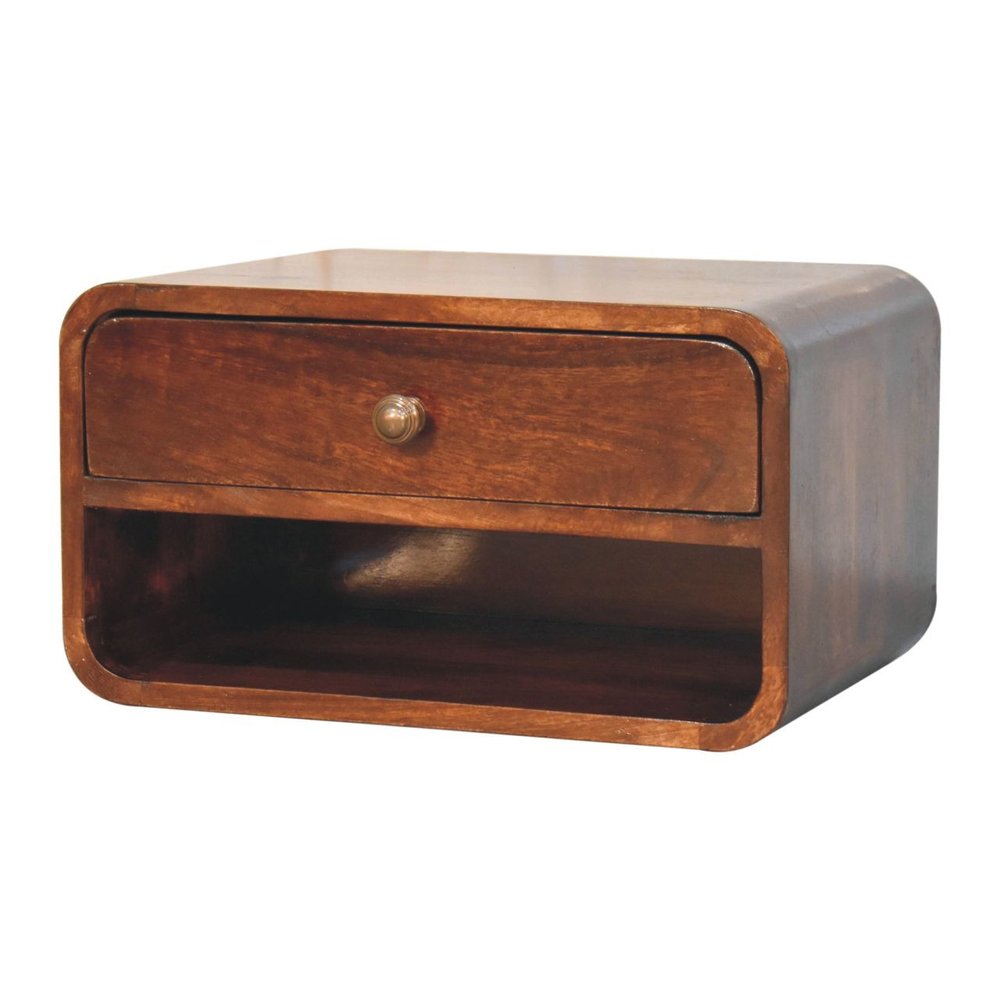 Brown Solid Wood One Drawer Floating Nightstand - 18-inch