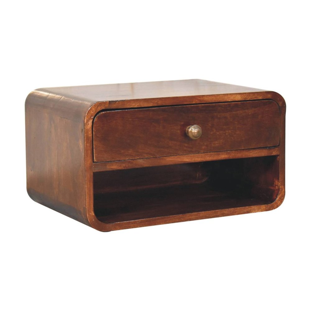 Brown Solid Wood One Drawer Floating Nightstand - 18-inch