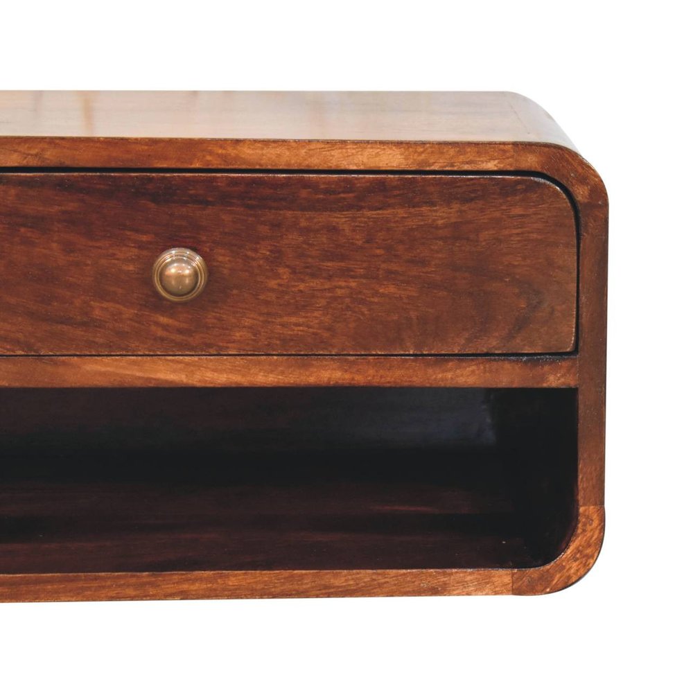 Brown Solid Wood One Drawer Floating Nightstand - 18-inch