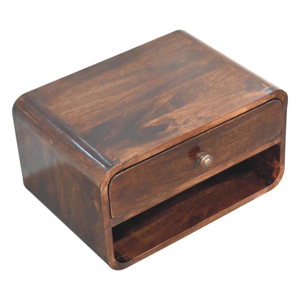 Brown Solid Wood One Drawer Floating Nightstand - 18-inch