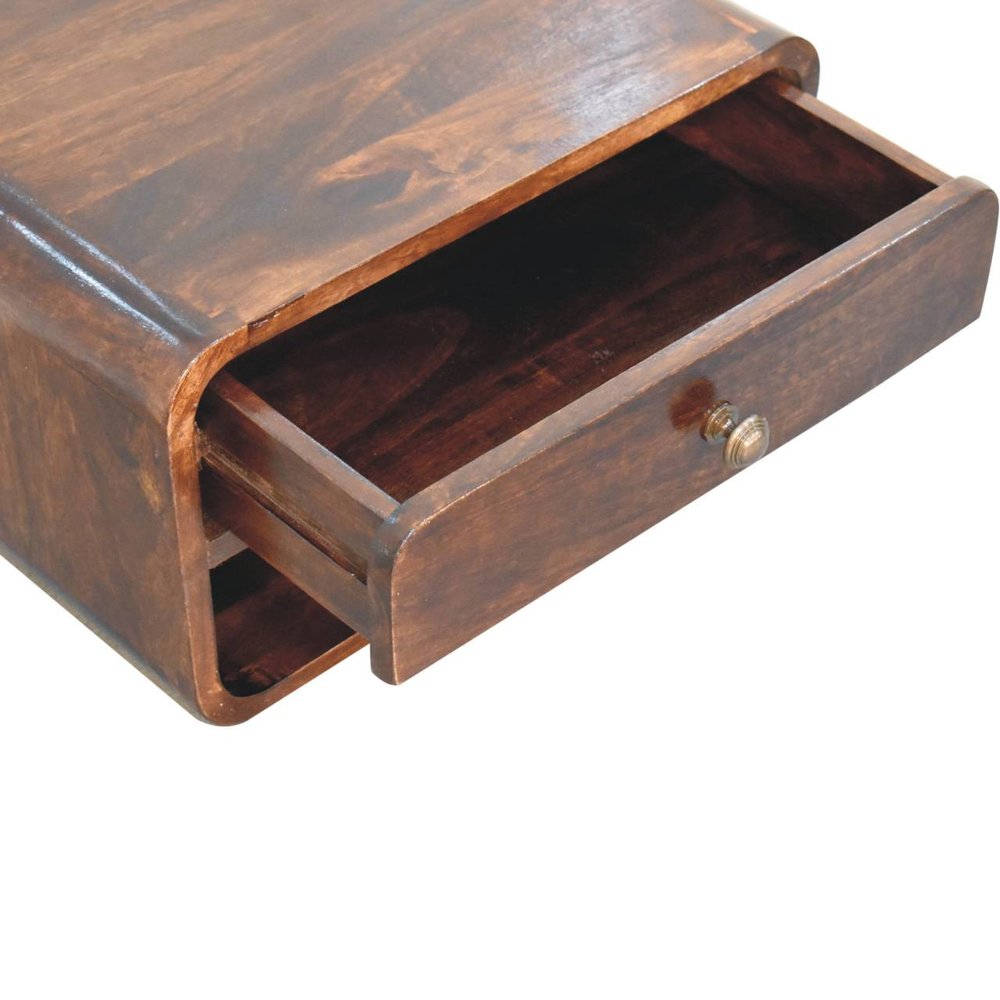 Brown Solid Wood One Drawer Floating Nightstand - 18-inch