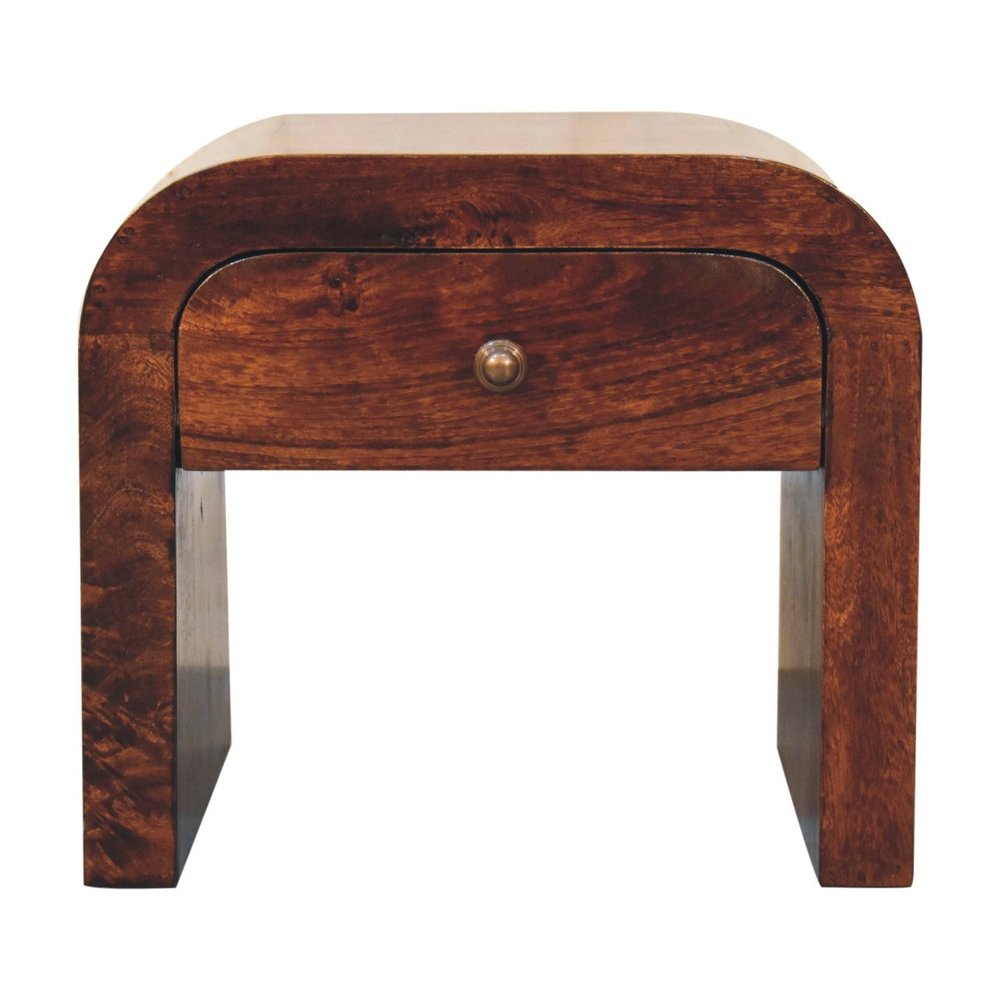 Walnut Solid Wood One Drawer Nightstand - 16-inch