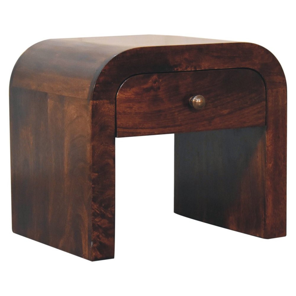 Walnut Solid Wood One Drawer Nightstand - 16-inch