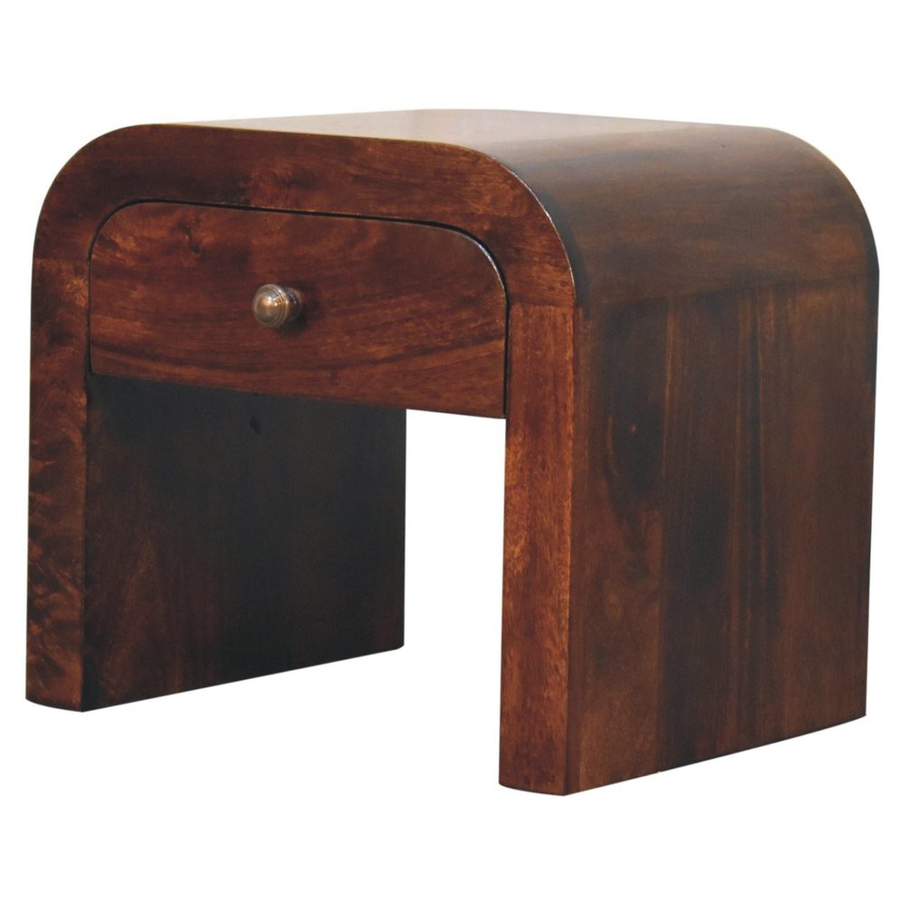 Walnut Solid Wood One Drawer Nightstand - 16-inch