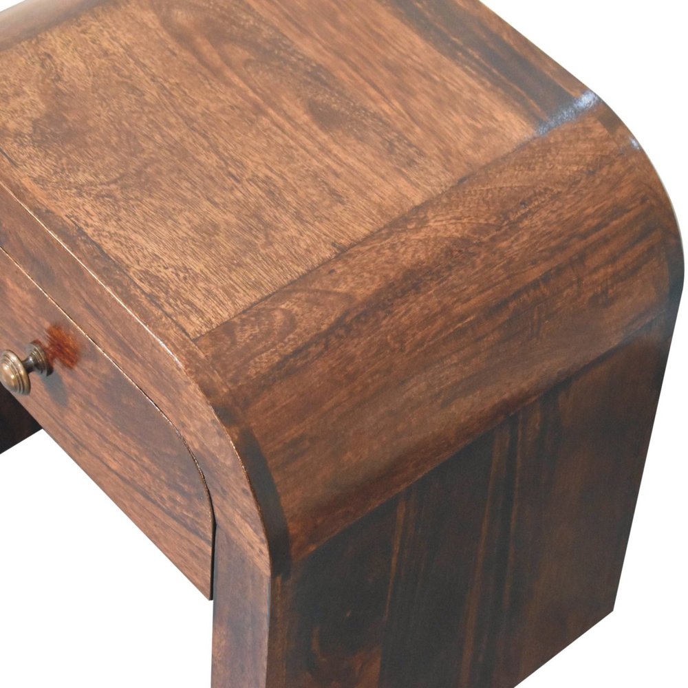 Walnut Solid Wood One Drawer Nightstand - 16-inch