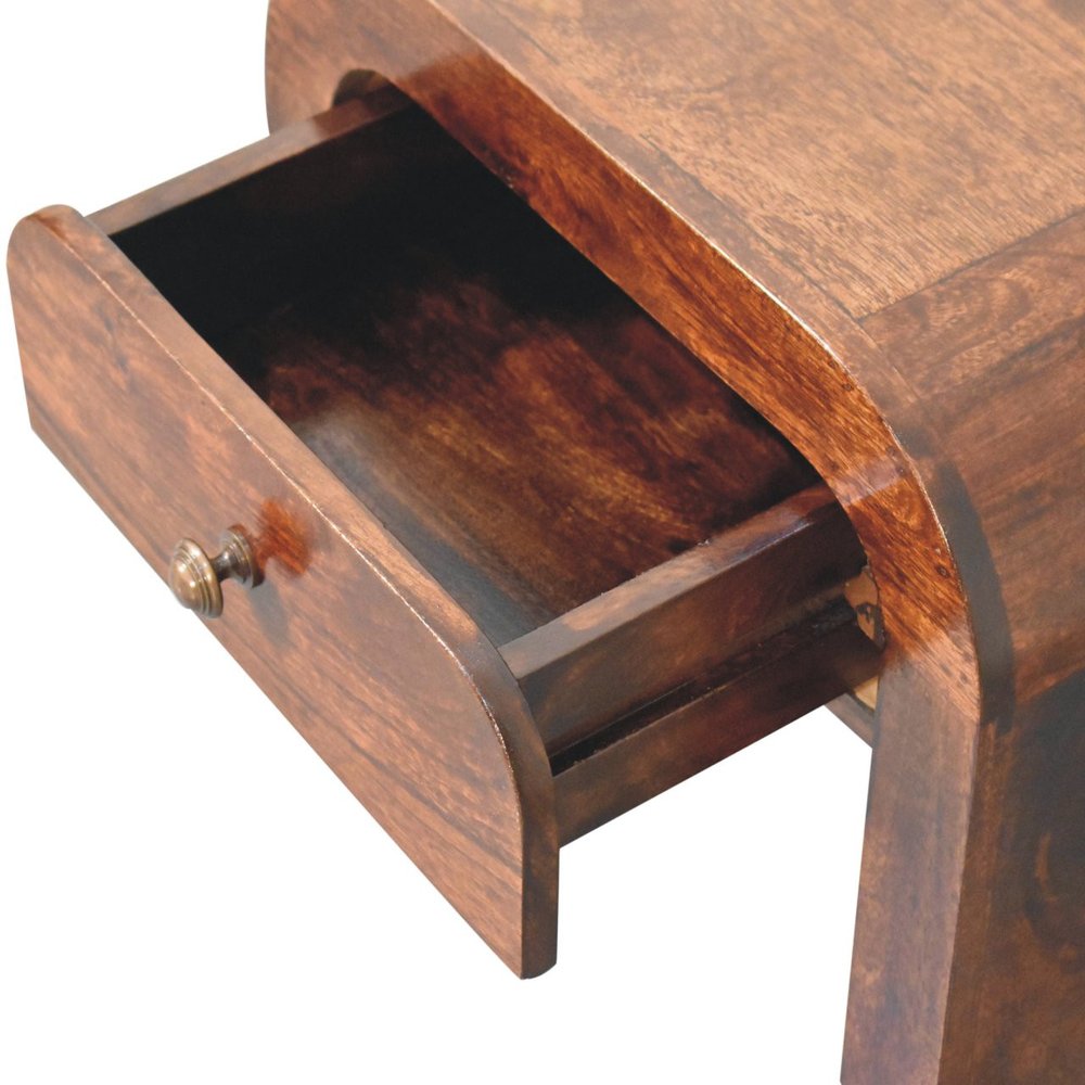 Walnut Solid Wood One Drawer Nightstand - 16-inch