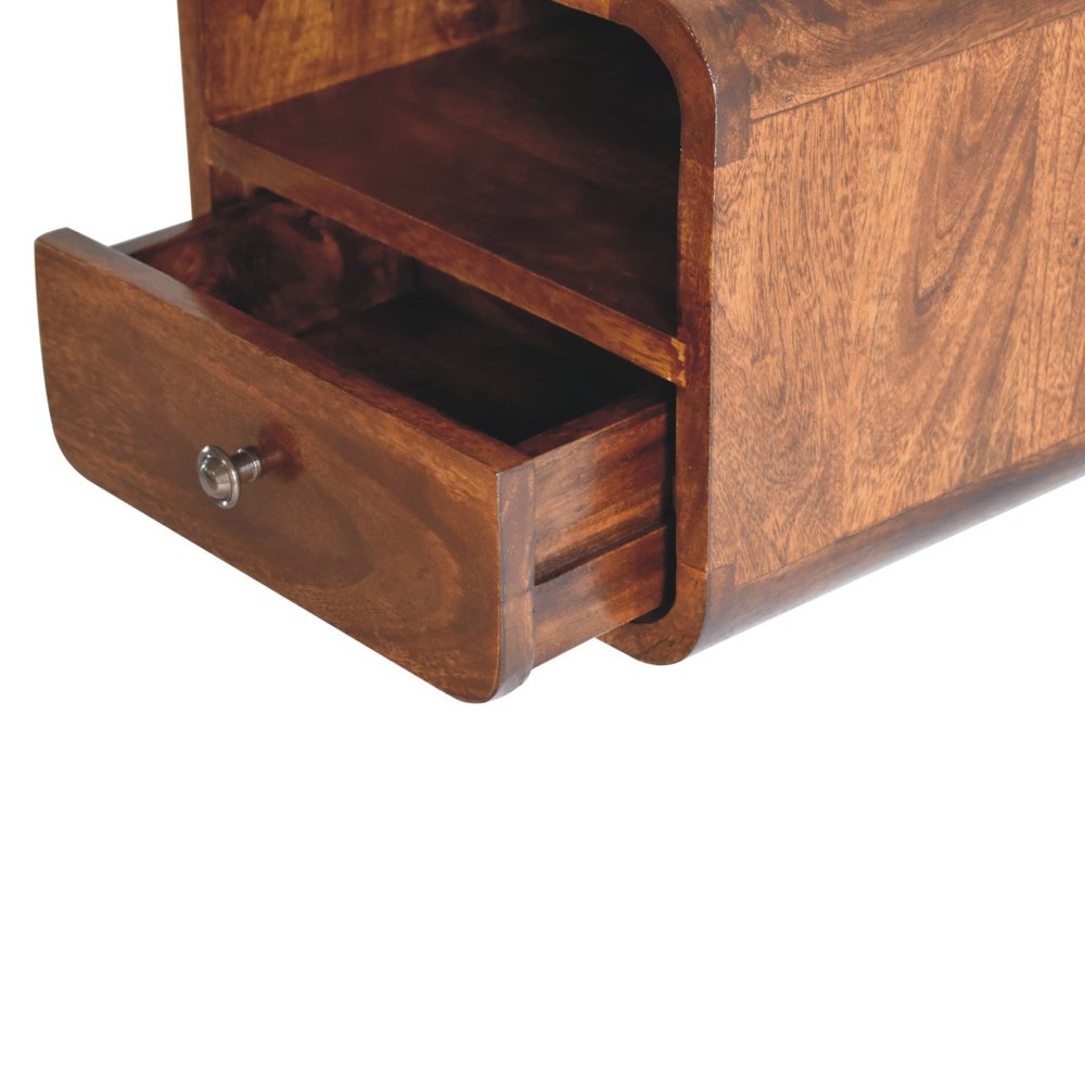 Brown Solid Wood Square One Drawer Floating Nightstand - 12-inch