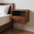 Brown Solid Wood Square One Drawer Floating Nightstand - 12-inch