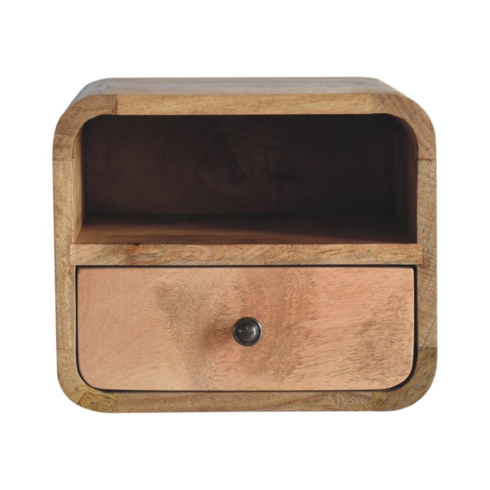 Oak Solid Wood One Drawer Floating Nightstand - 12-inch