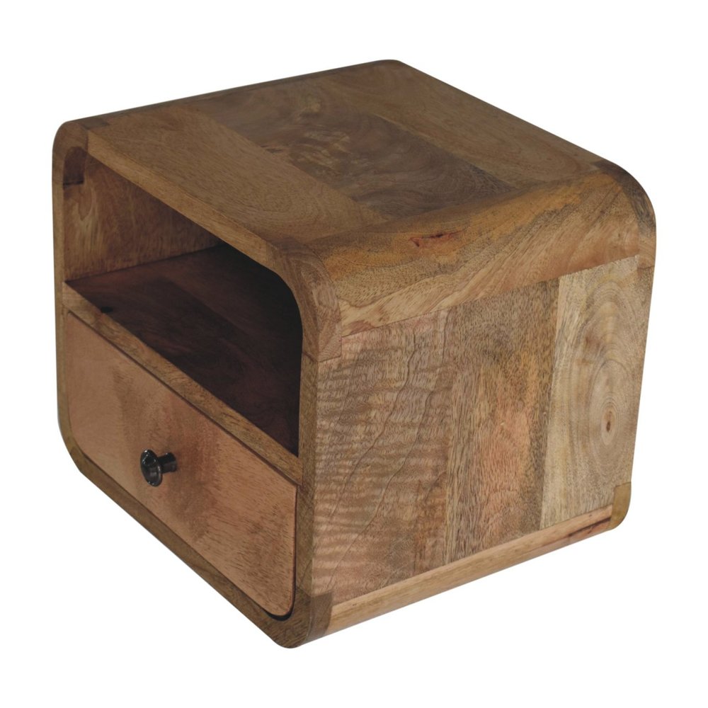 Oak Solid Wood One Drawer Floating Nightstand - 12-inch