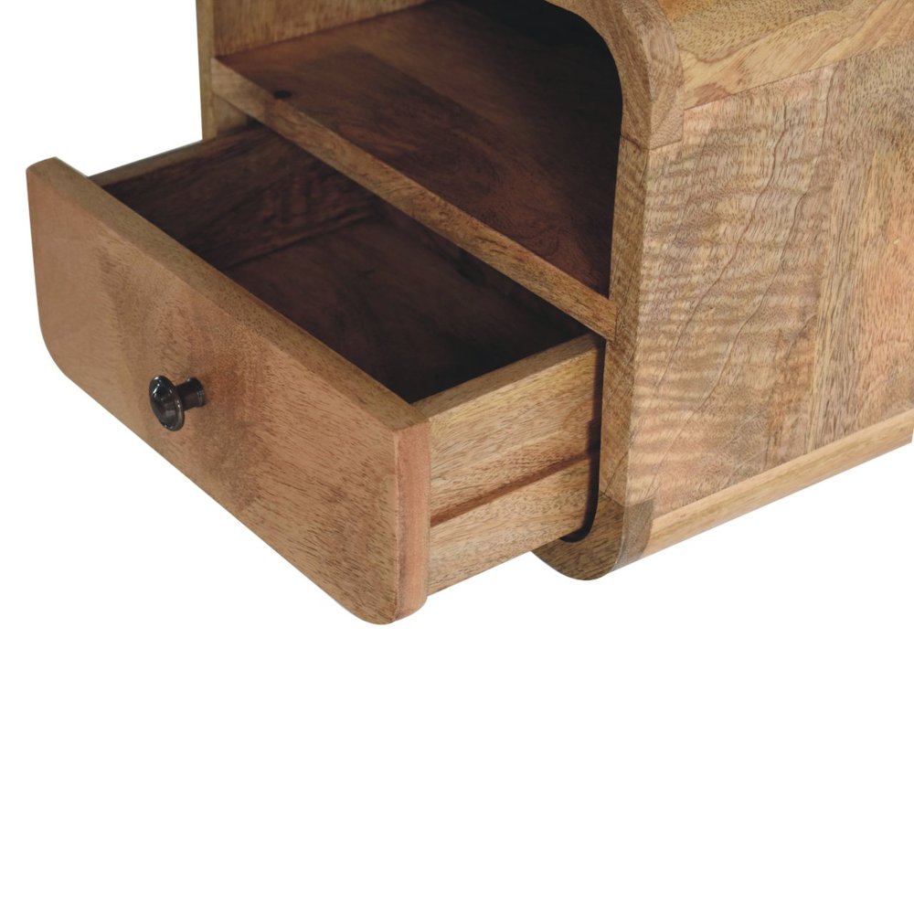 Oak Solid Wood One Drawer Floating Nightstand - 12-inch