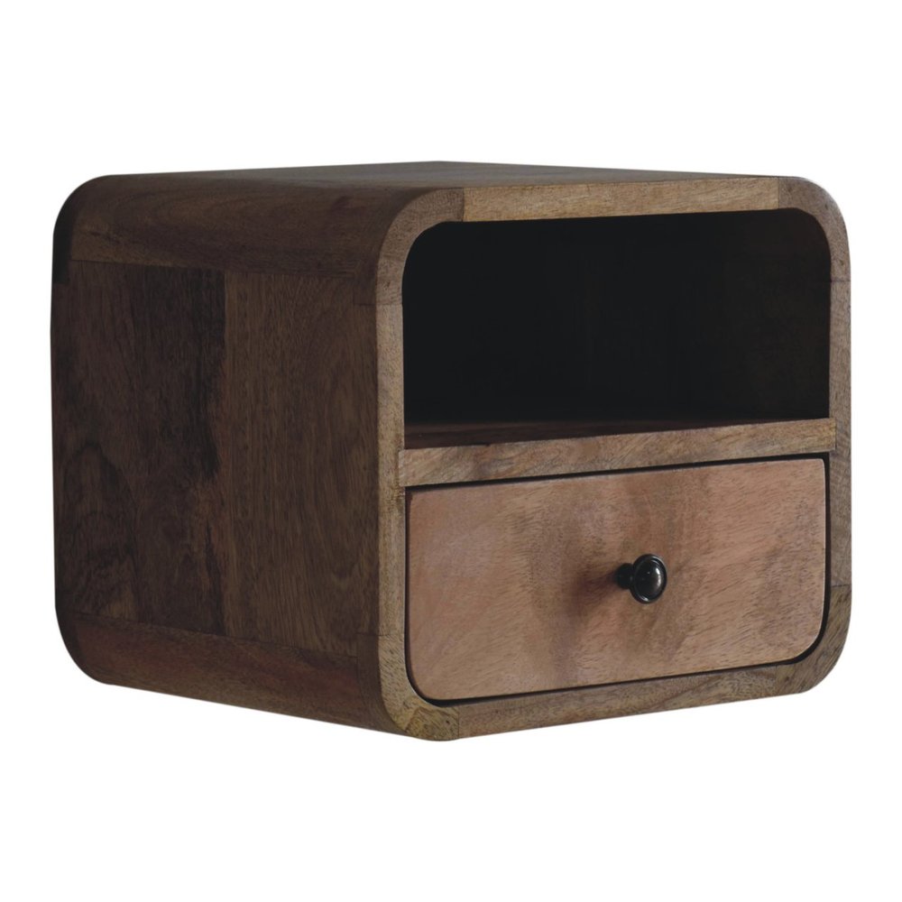 Oak Solid Wood One Drawer Floating Nightstand - 12-inch