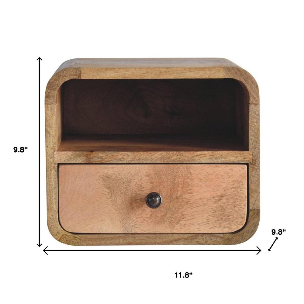 Oak Solid Wood One Drawer Floating Nightstand - 12-inch