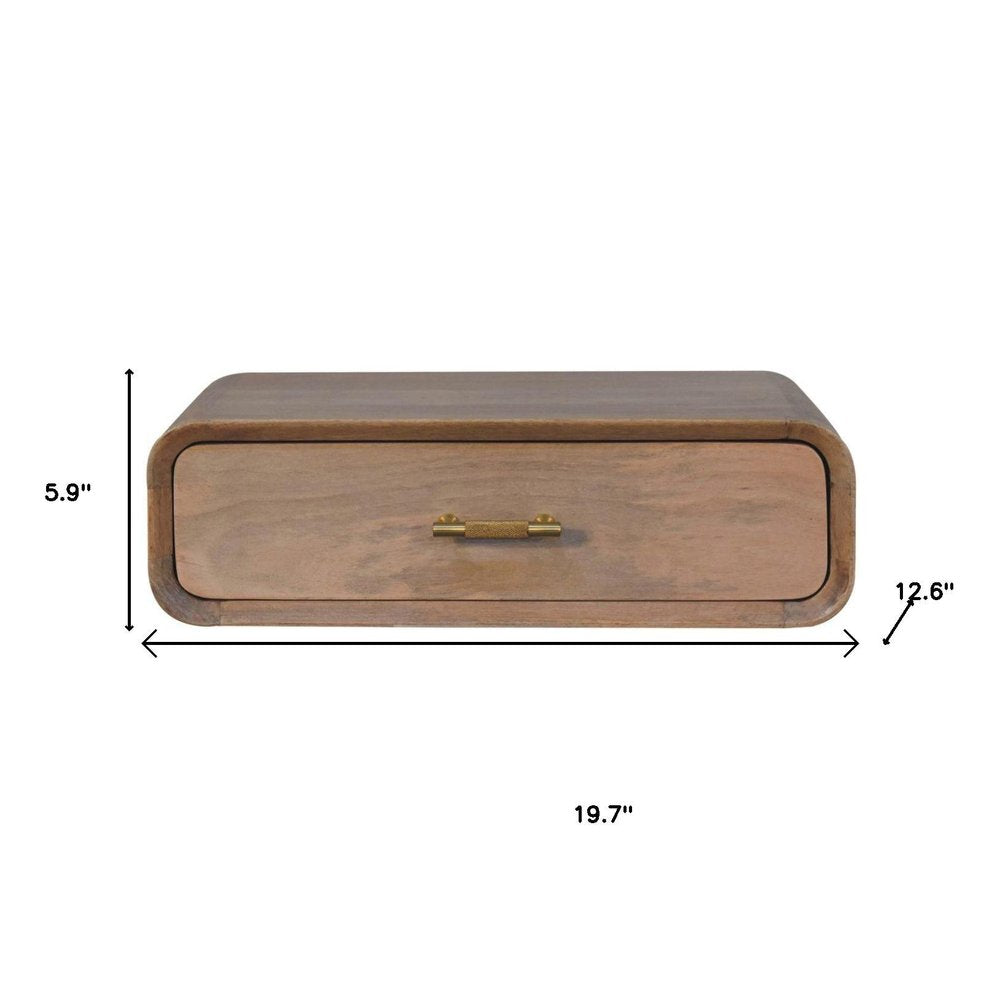 Brown Solid Wood One Drawer Floating Nightstand - 20-inch