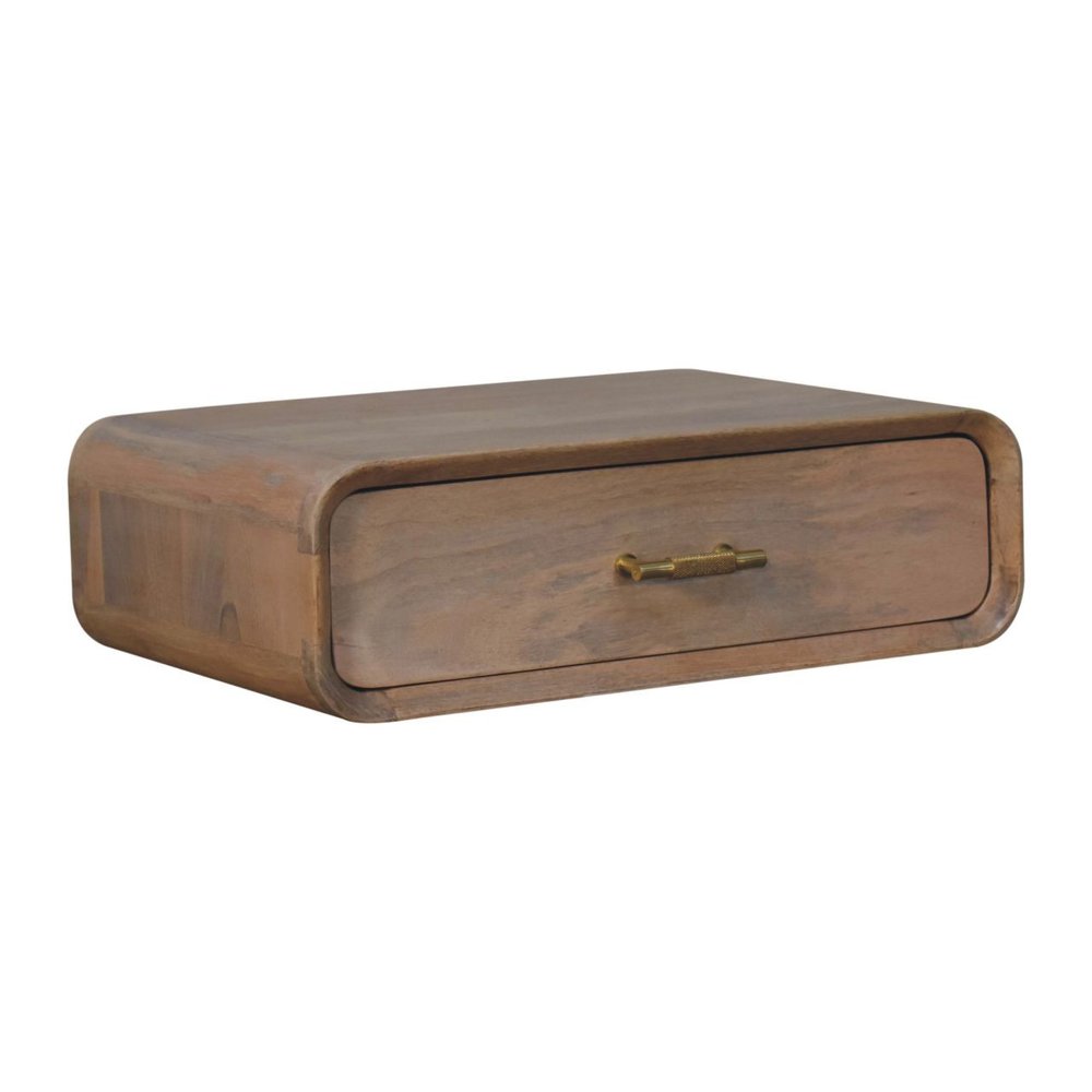 Brown Solid Wood One Drawer Floating Nightstand - 20-inch