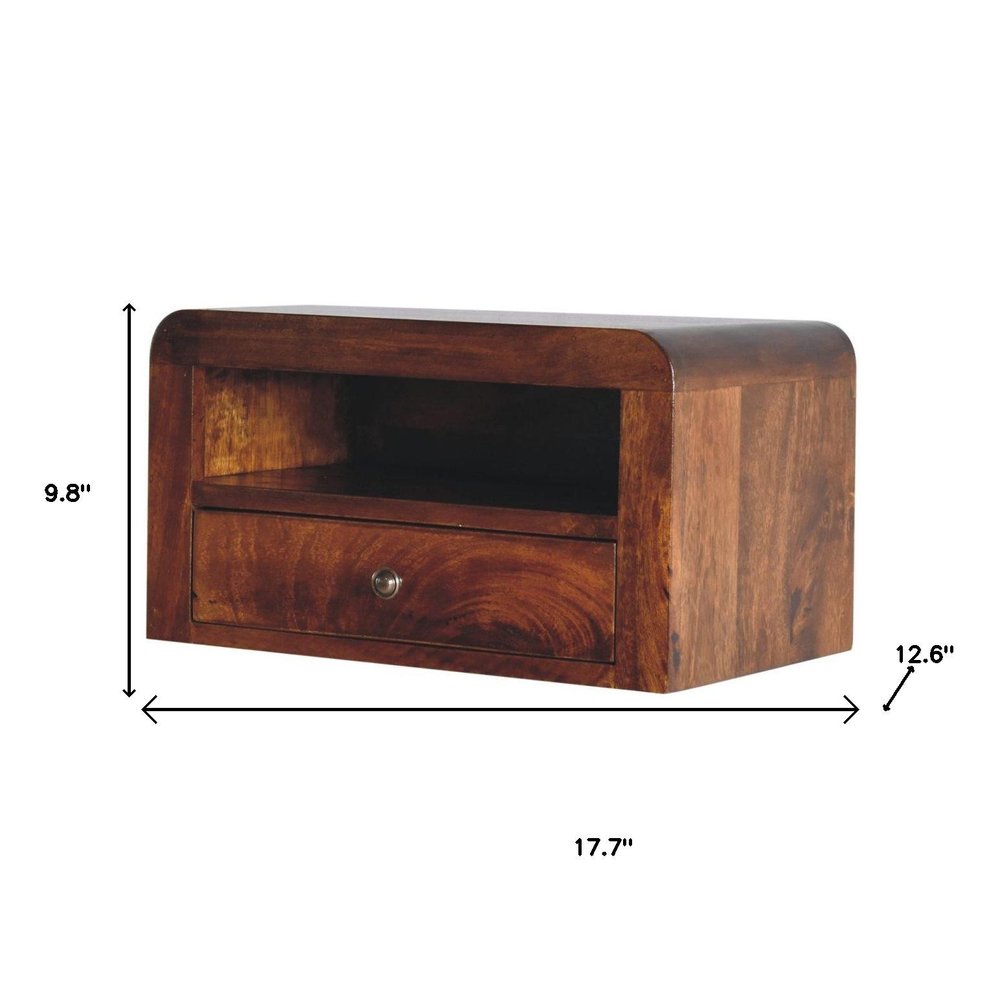 Chestnut Solid Wood One Drawer Floating Nightstand - 18-inch