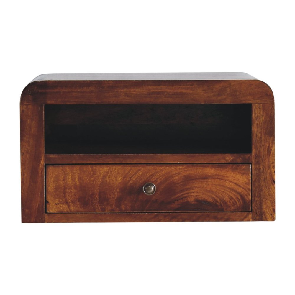 Chestnut Solid Wood One Drawer Floating Nightstand - 18-inch