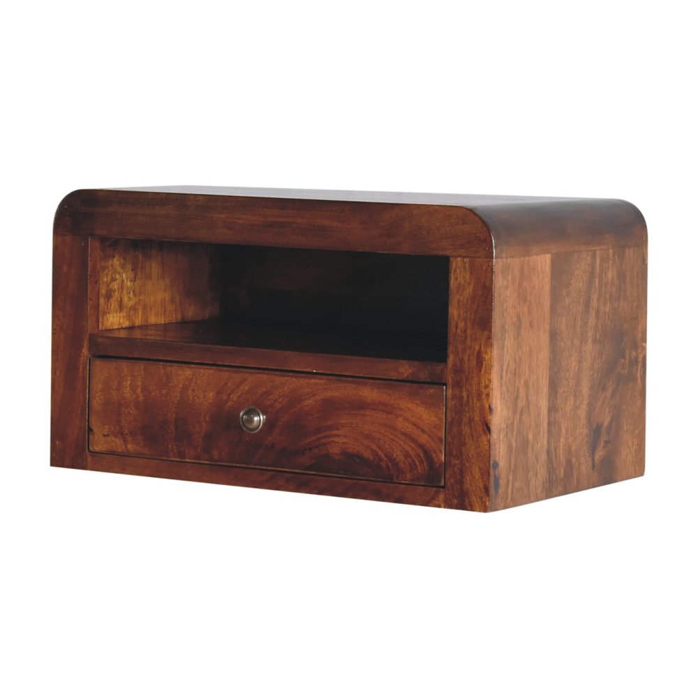 Chestnut Solid Wood One Drawer Floating Nightstand - 18-inch