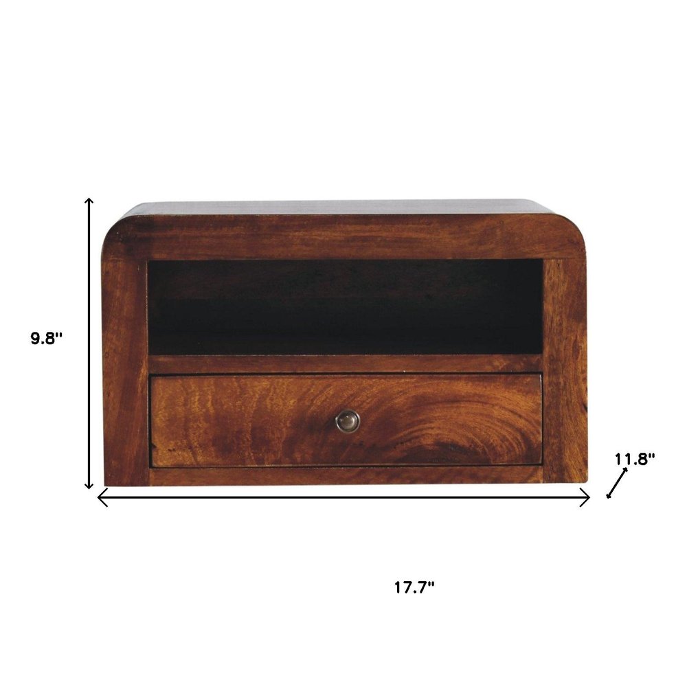Chestnut Solid Wood One Drawer Floating Nightstand - 18-inch