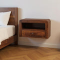 Chestnut Solid Wood One Drawer Floating Nightstand - 18-inch