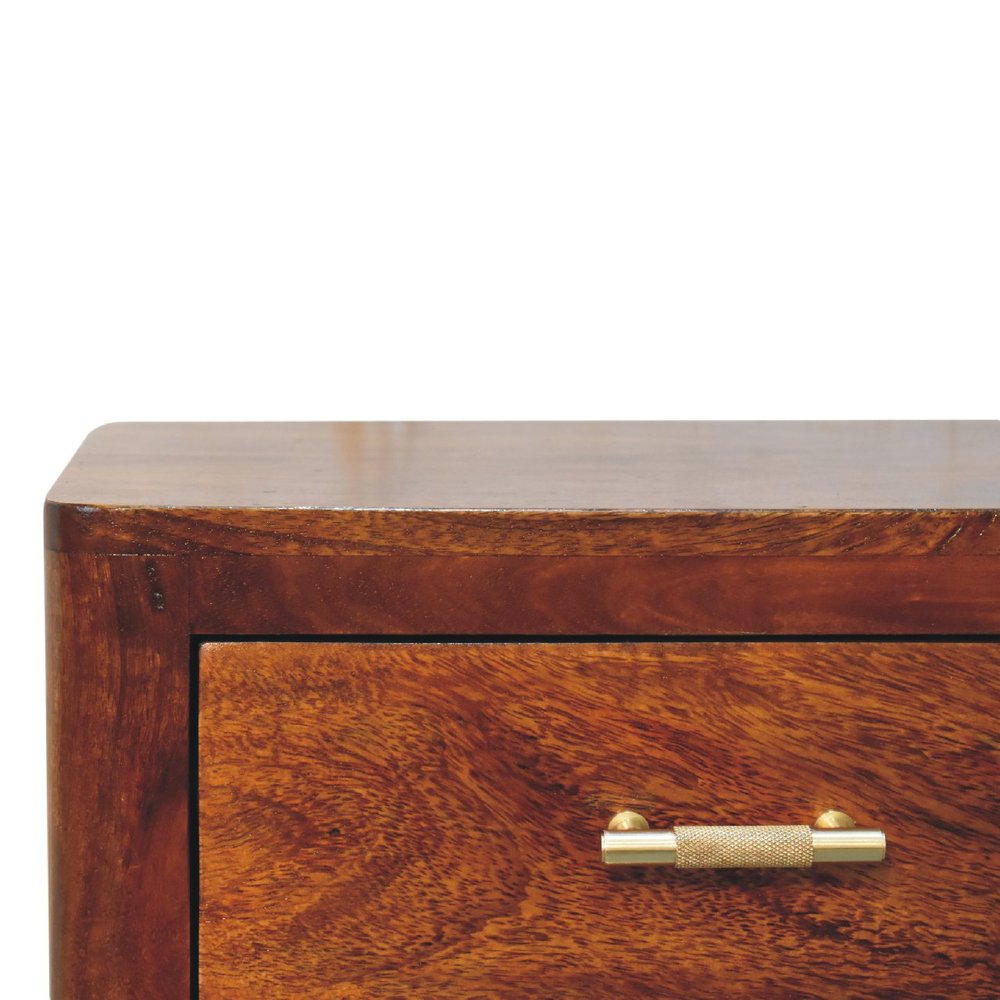 Brown Solid Wood Three Drawer Nightstand - 18-inch