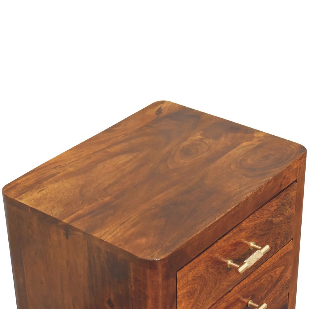 Brown Solid Wood Three Drawer Nightstand - 18-inch