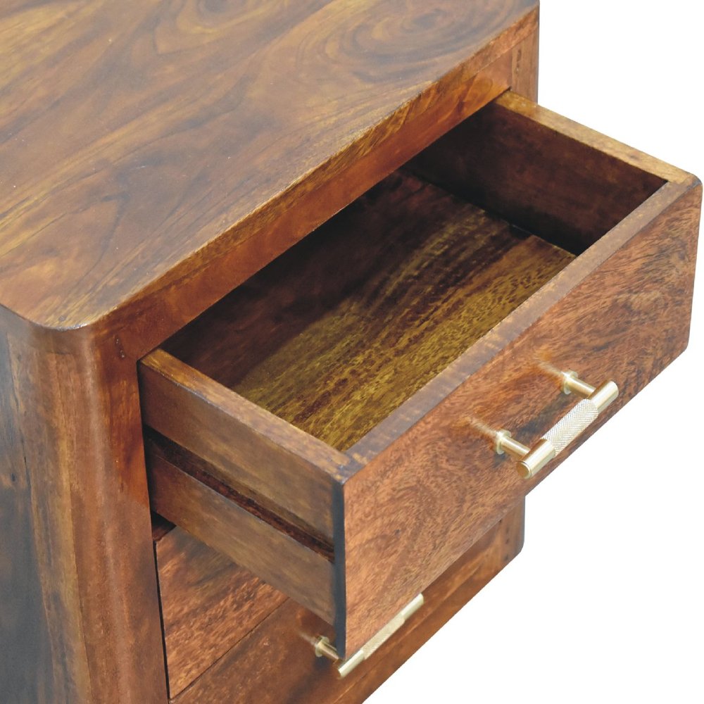 Brown Solid Wood Three Drawer Nightstand - 18-inch
