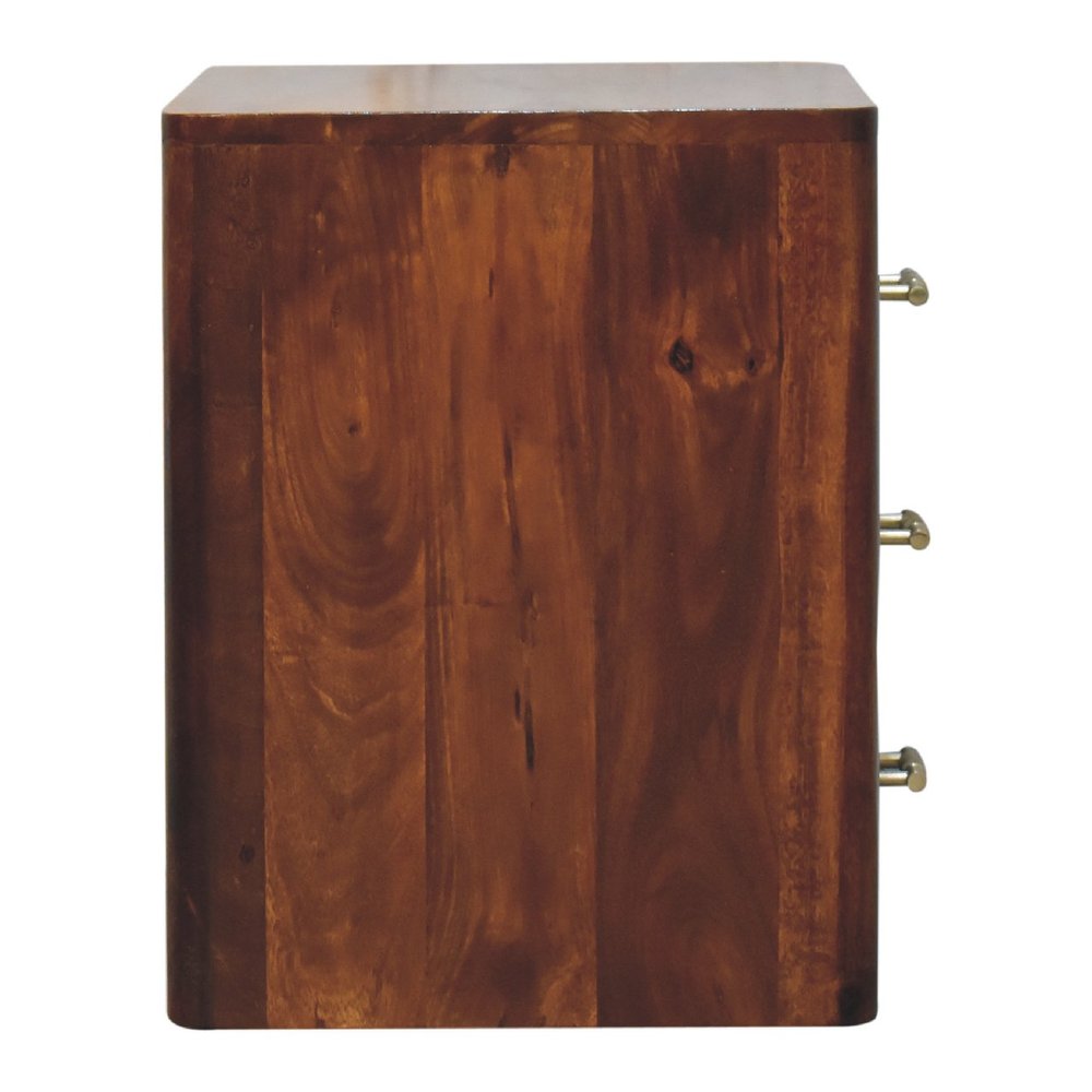 Brown Solid Wood Three Drawer Nightstand - 18-inch