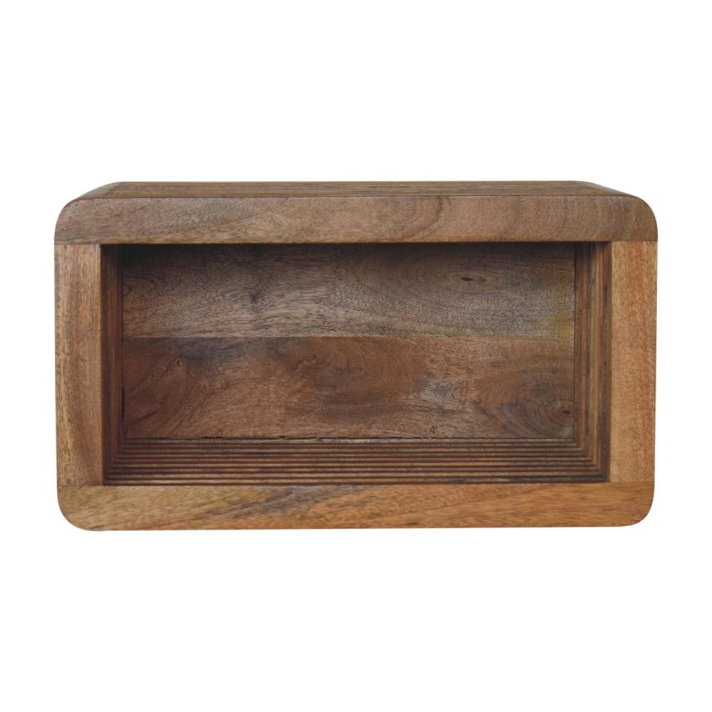 Brown Solid Wood Carved Geometric Floating Nightstand - 18-inch