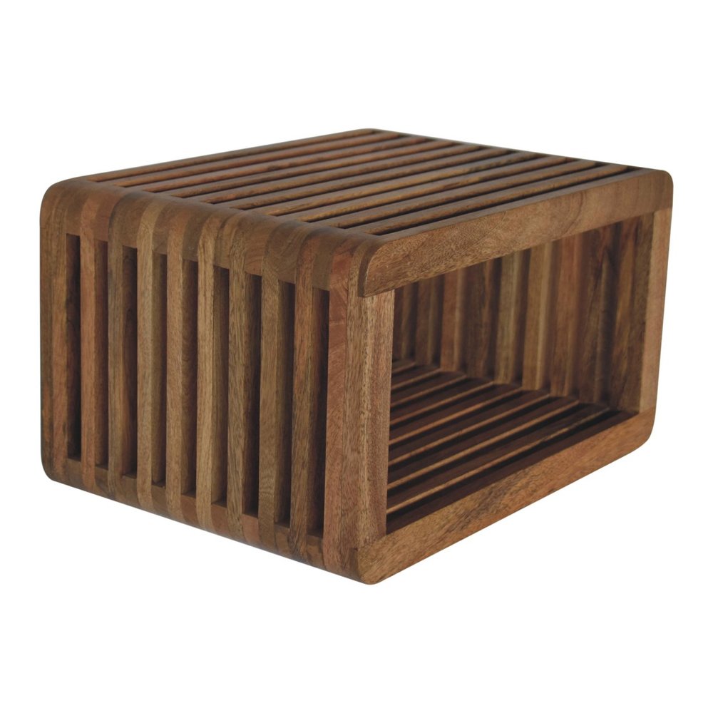 Brown Solid Wood Carved Geometric Floating Nightstand - 18-inch