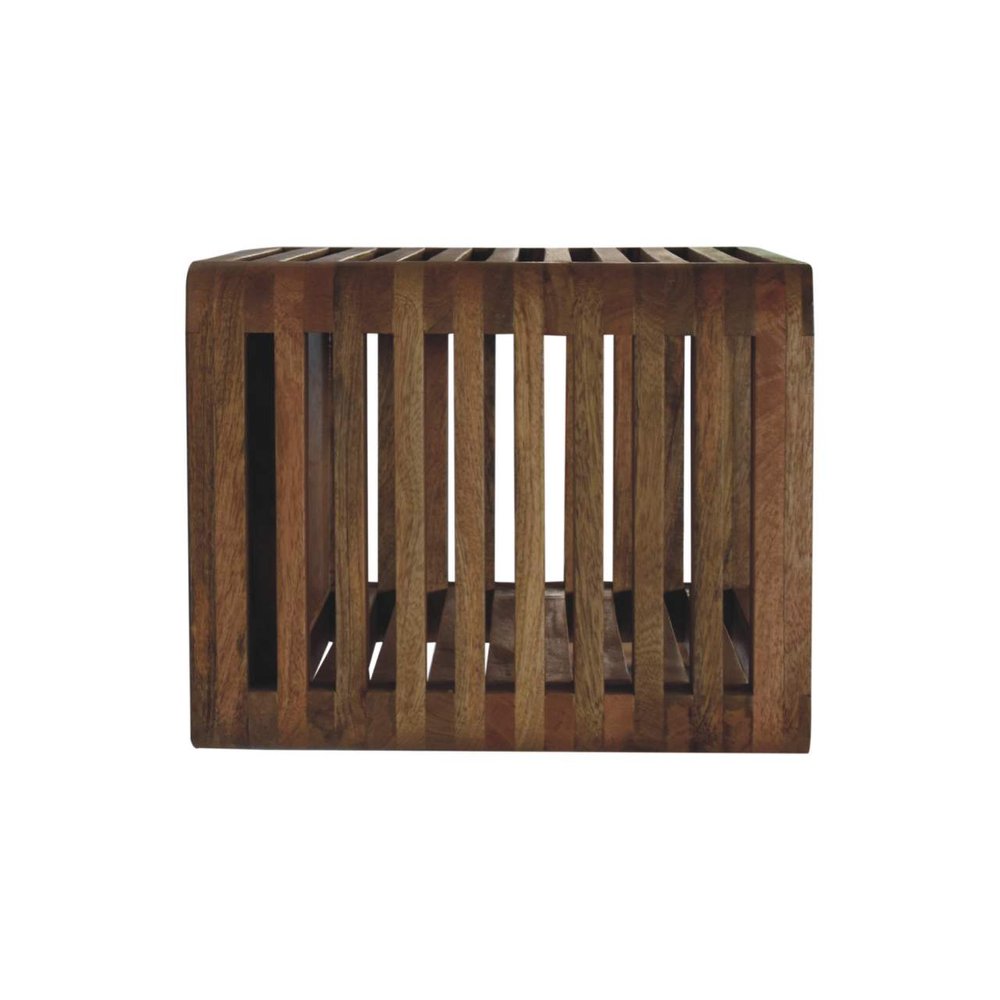 Brown Solid Wood Carved Geometric Floating Nightstand - 18-inch