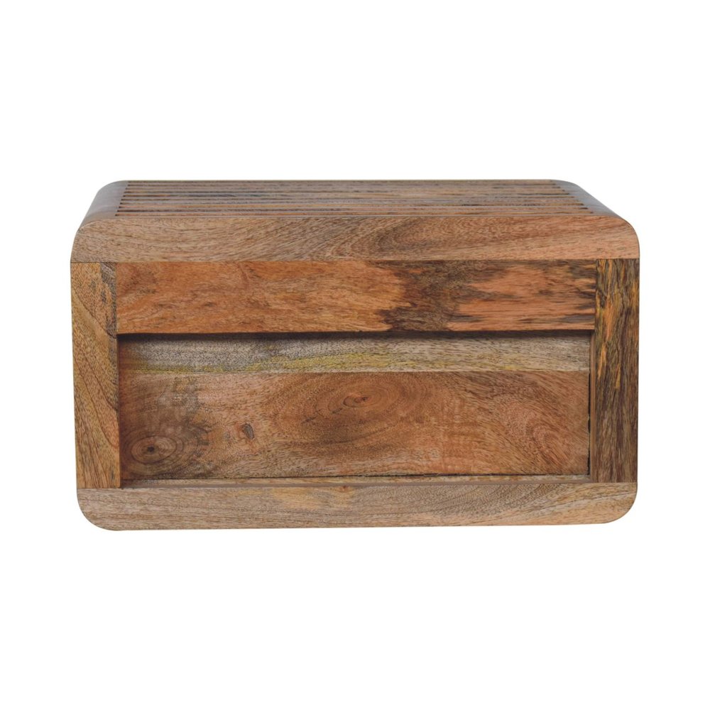 Brown Solid Wood Carved Geometric Floating Nightstand - 18-inch